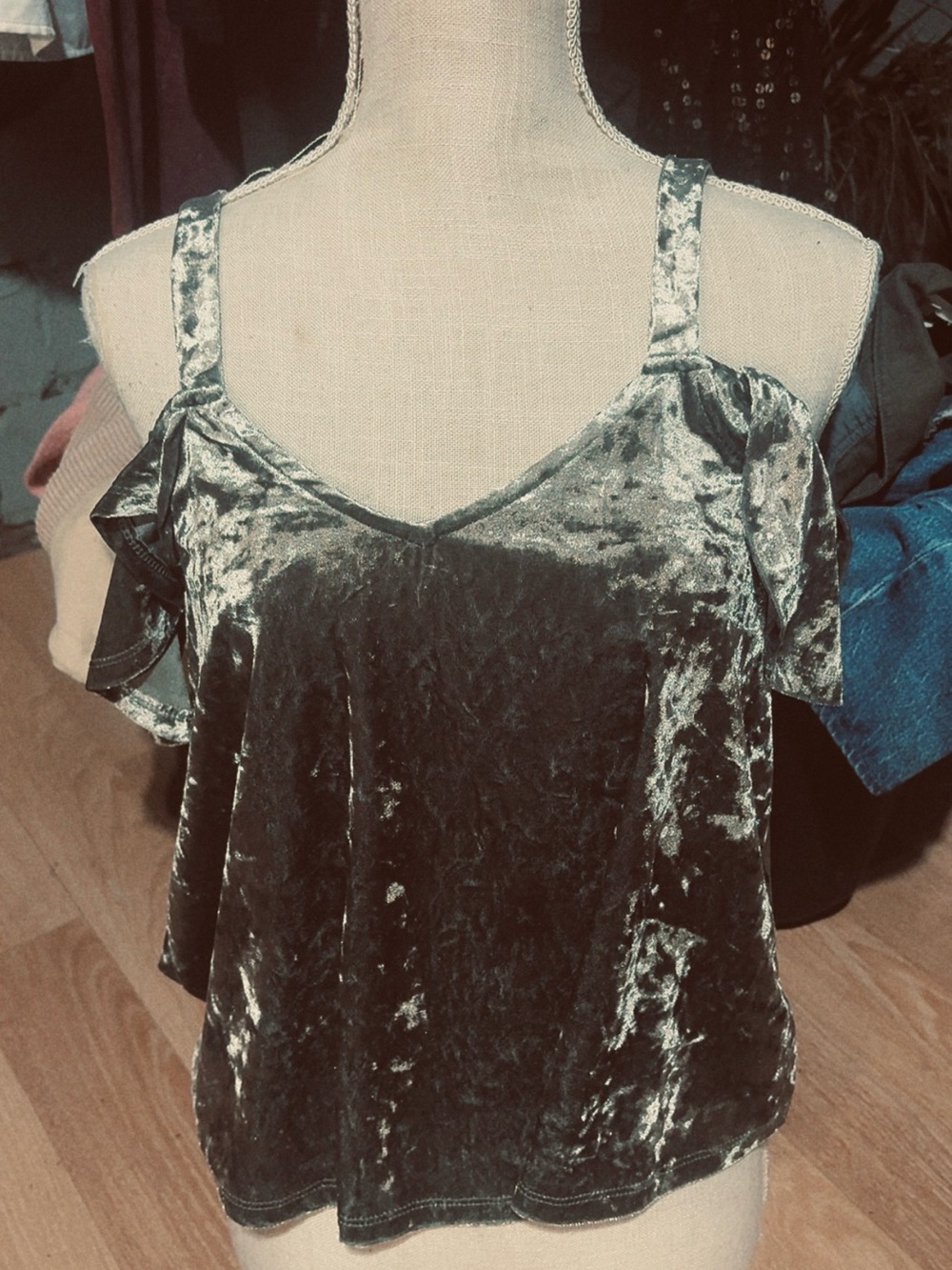 Velvet Cold-Shoulder top